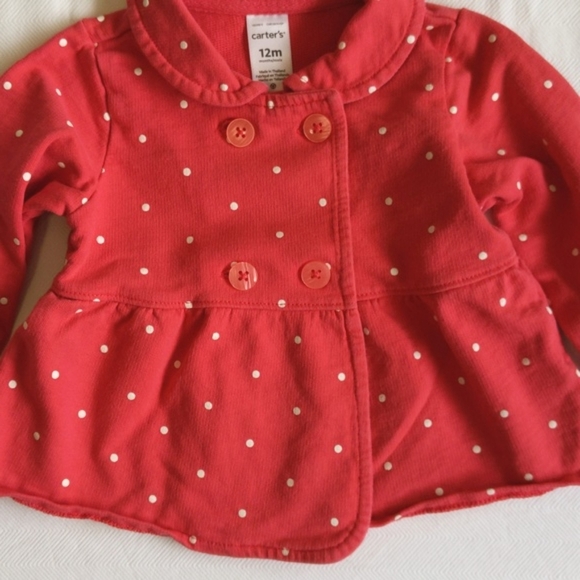 carter's double breasted french terry peacoat jacket 12 months baby girl - Picture 3 of 6